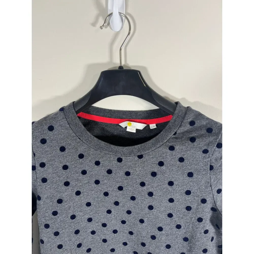 Boden Long Sleeve Grey Navy Polka Dot Dress 100% Cotton Size 4 Womens Small - Picture 5 of 10